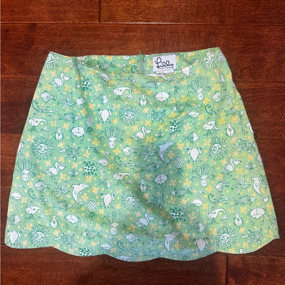 Lilly Pulitzer Green and Yellow Patterned Skirt